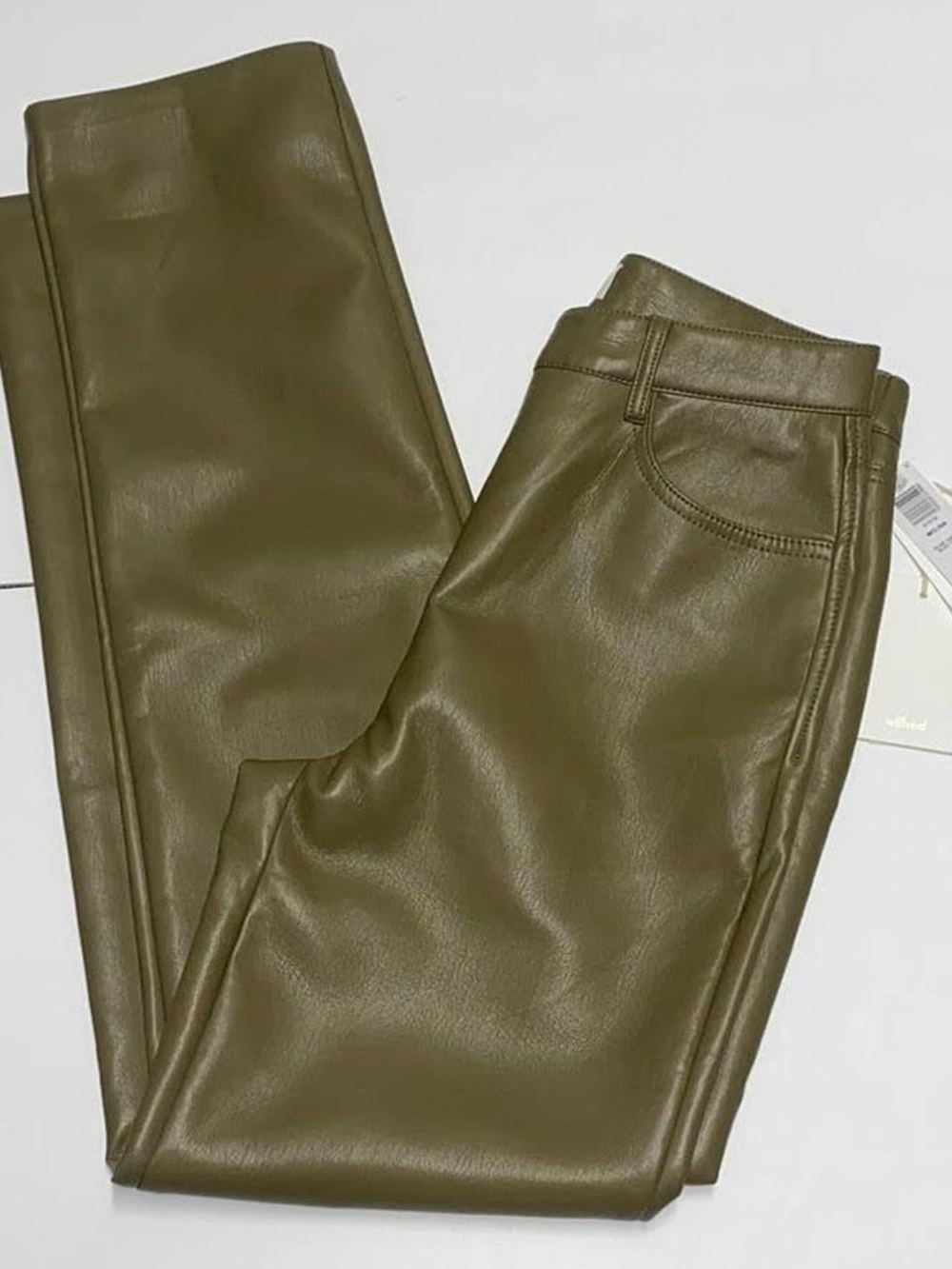 Aritzia Olive Green Faux Leather Skinny Pants